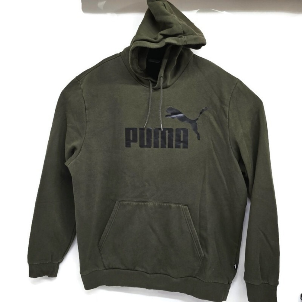 Puma Hoodie Mens 2XL XXL Green Spellout Logo Casual Street Y2K Graphic Outdoor